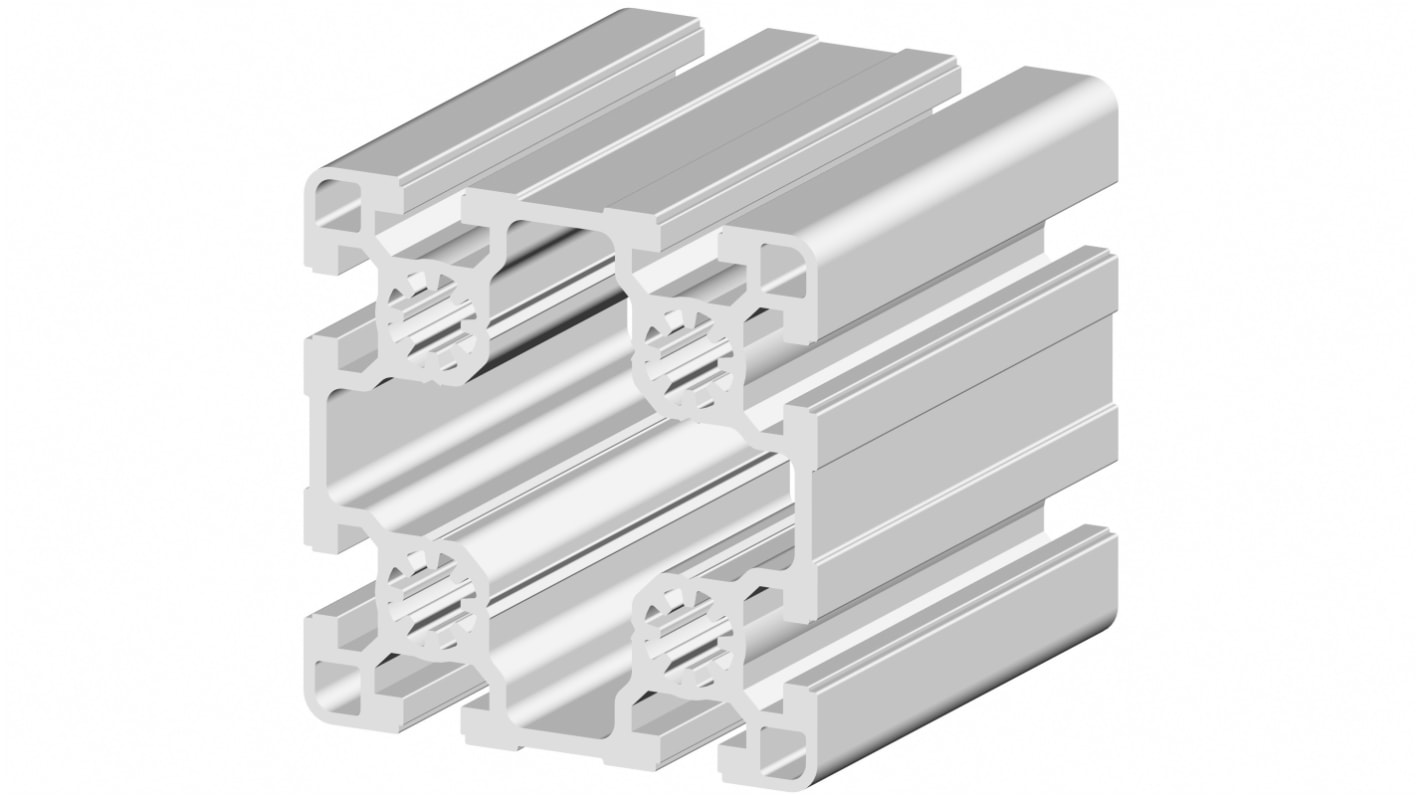 RS PRO Aluminium, Anodiseret Stiverprofil, Sølv, L: 3m, 90 x 90 mm