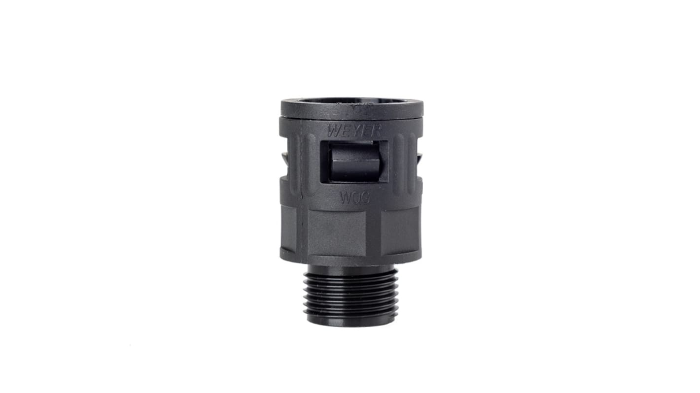 RS PRO Fixed Straight, Conduit Fitting, 17mm Nominal Size, M20 x 1.5, Polyamide, Black IP66 rating