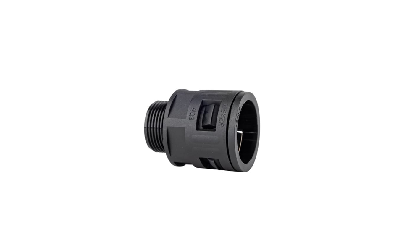 RS PRO Fixed Straight, Conduit Fitting, 23mm Nominal Size, M25x1.5, Polyamide, Black