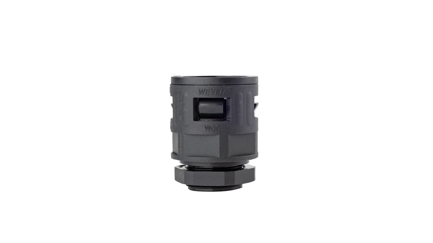 RS PRO Fixed Straight, Conduit Fitting, 23mm Nominal Size, M25 x 1.5, Polyamide, Black IP68 rating