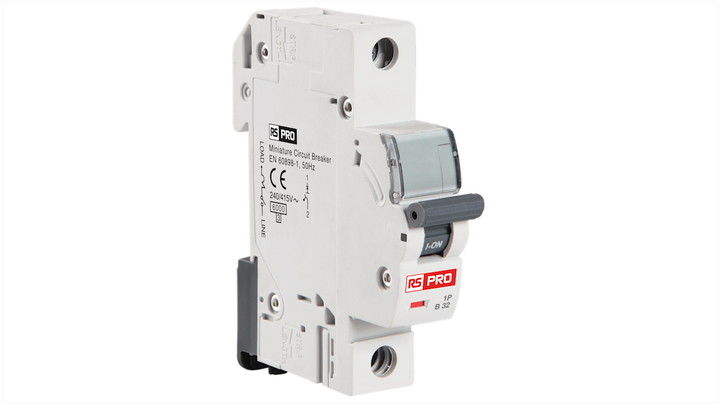Disjoncteur RS PRO 1P, 16A, pouvoir de coupure 6 kA, montage rail DIN