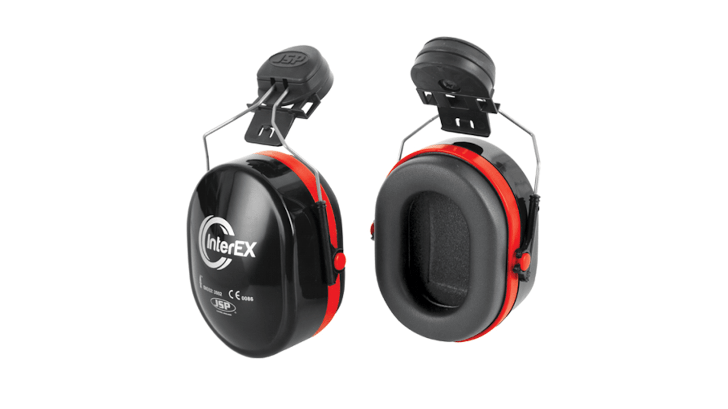 JSP Inter Ear Shells with Helmet Attachment, 28dB, Black, Red