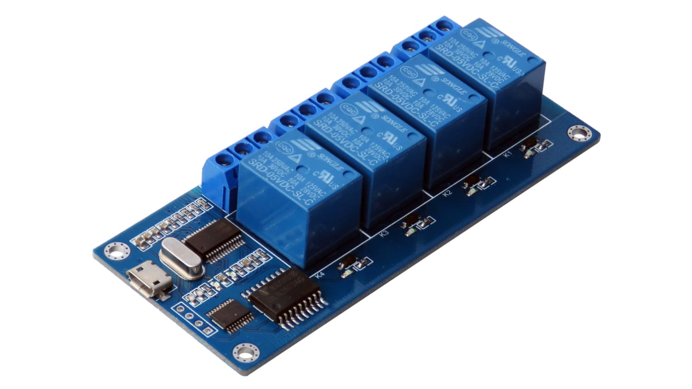 Seeit 電源,モーター / ロボティクス開発ツール, モジュール, リレー, Arduino、AVR、PIC、ラズベリーパイ、TTL 用, USB-RELAY04