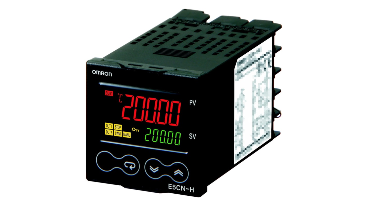 Controlador Omron serie E5CN, 48 x 48 x 78mm, 24 VCA/VCC, 2 dedicados entradas Universal, Termómetro de resistencia de