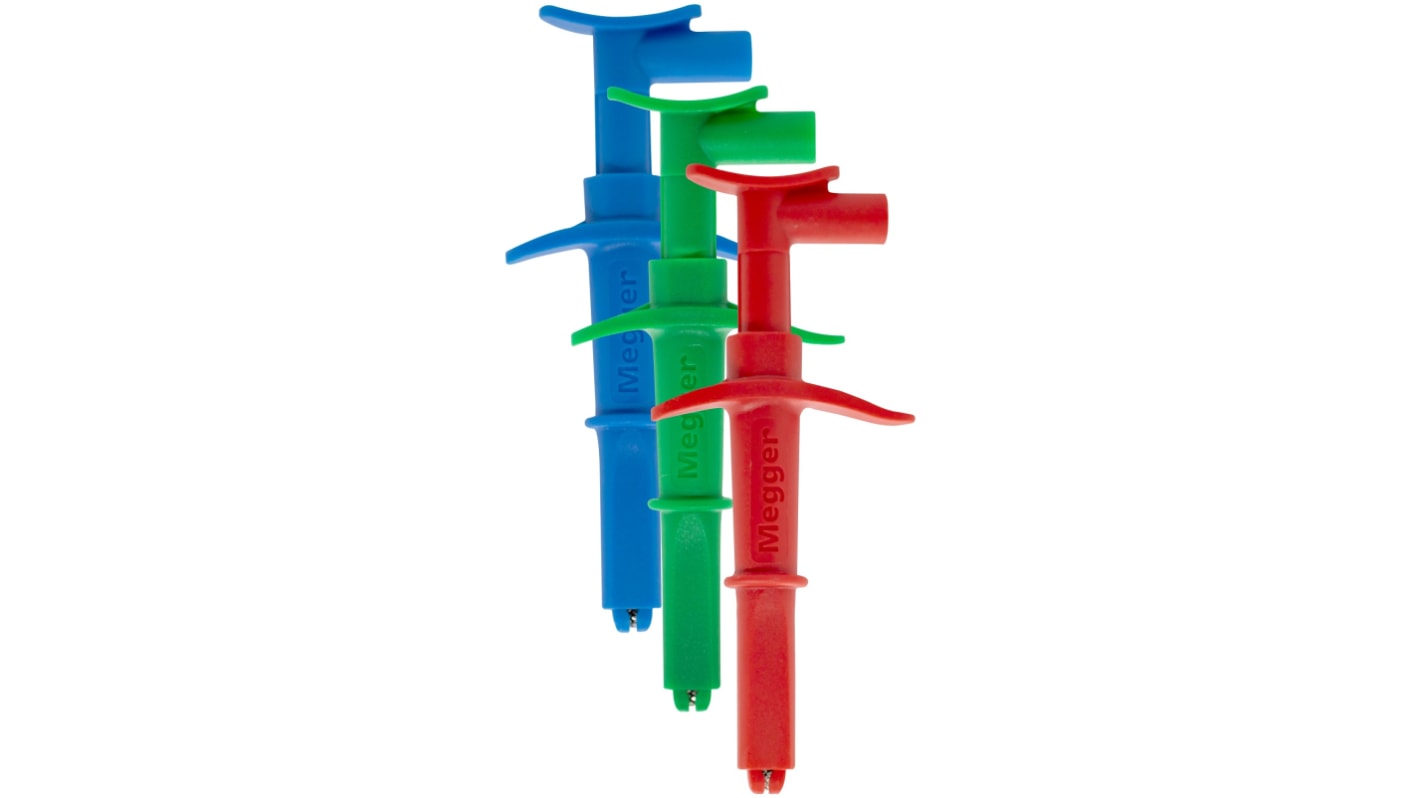 Sonda a clip Megger, col. Blu, Verde, Rosso