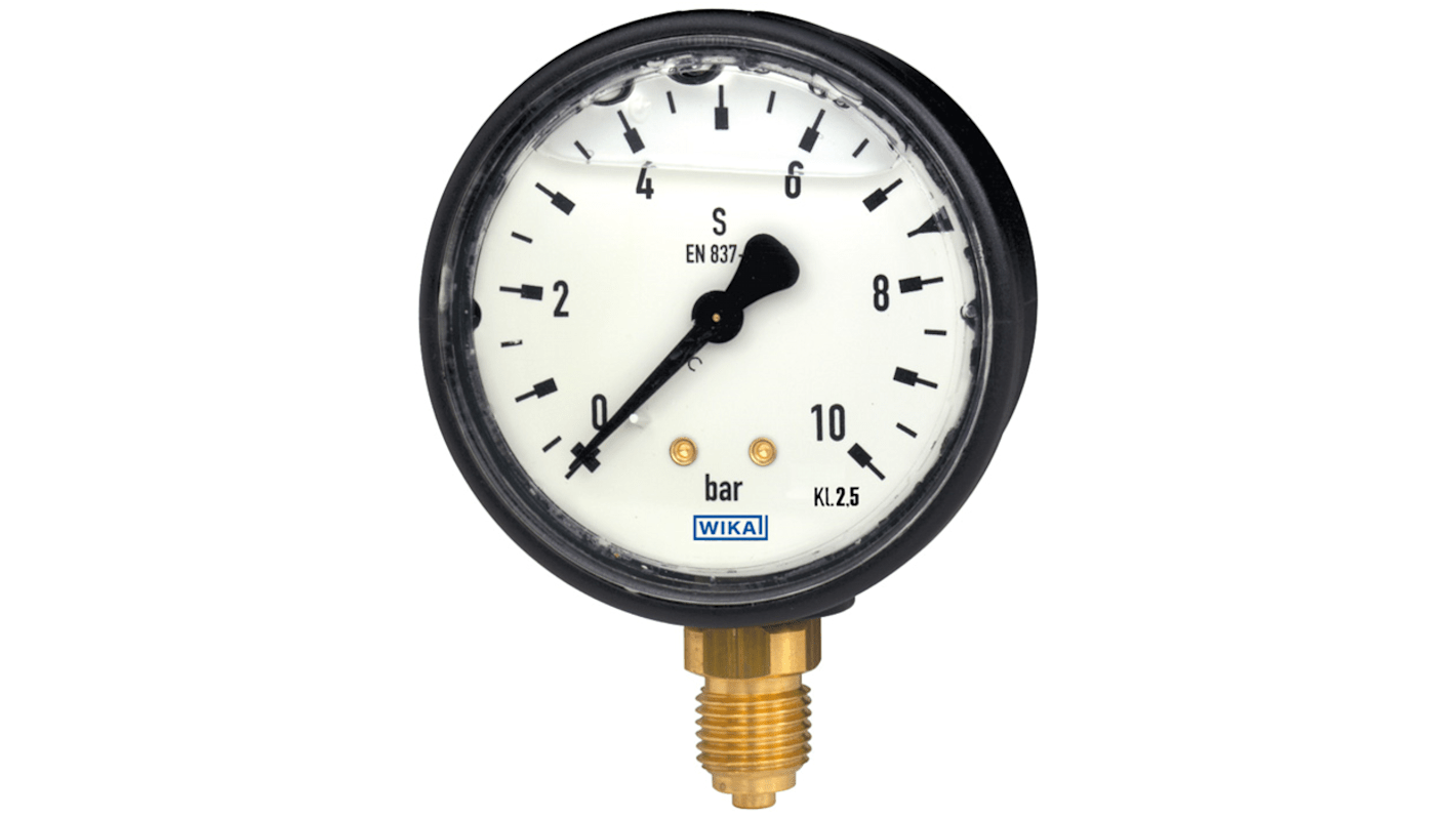 WIKA G 1/4 Analogue Pressure Gauge 4bar Bottom Entry, 14092995, 0bar min.