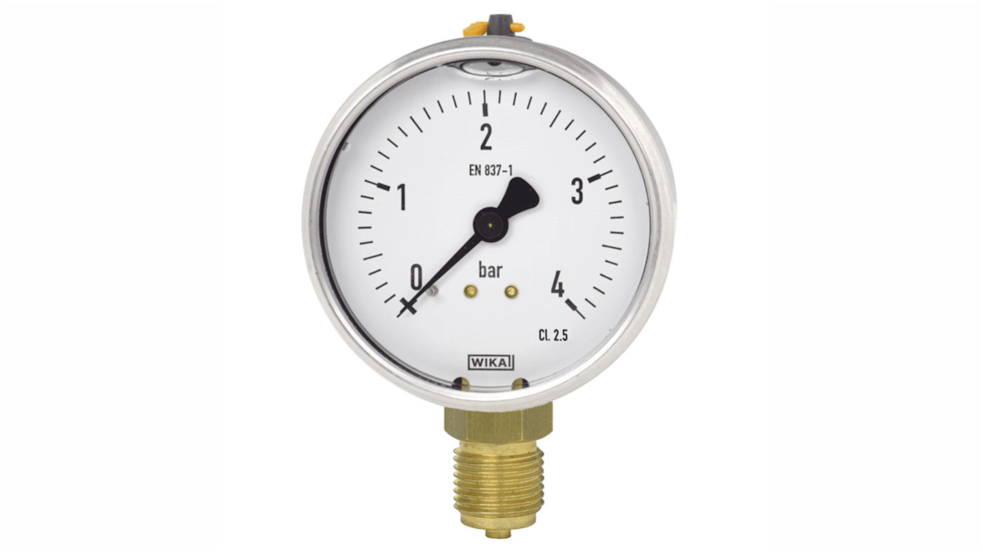 WIKA NPT 1/8 Analogue Pressure Gauge 2.5bar Back Entry 40mm Outside Diameter
