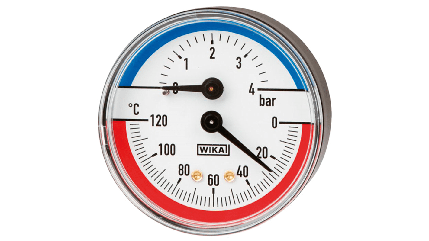 WIKA G 1/2 Analogue Pressure Gauge 4bar Back Entry 80mm Outside Diameter