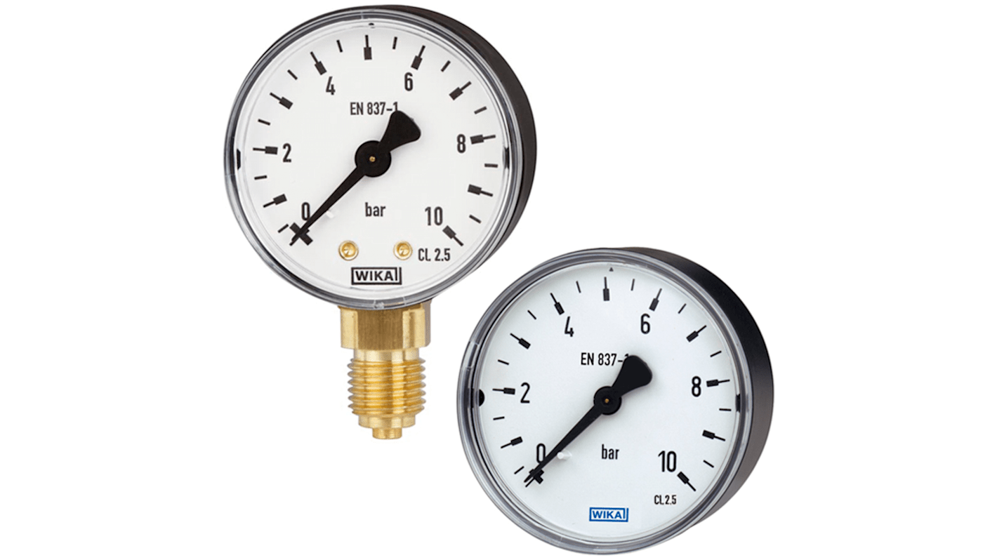 WIKA G 1/4 Analogue Pressure Gauge 0bar Bottom Entry, 48643806, -1bar min.