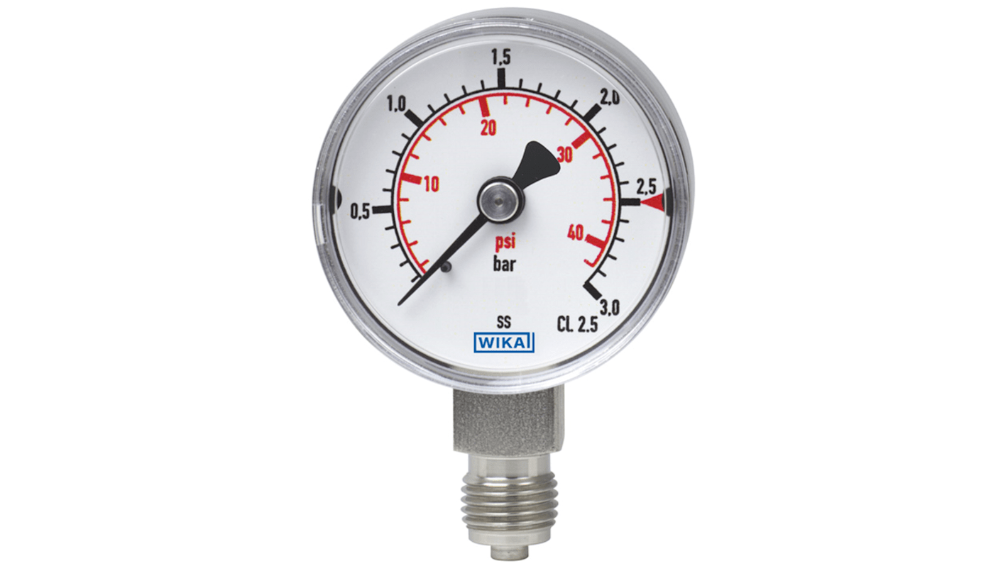 WIKA G 1/8 Analogue Pressure Gauge 4bar Bottom Entry 40mm Outside Diameter