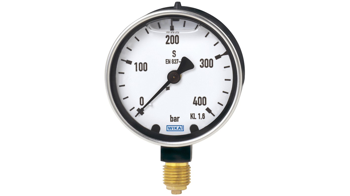 WIKA 213.40.0XX Druckmessgerät Prozessanschluss unten Analog 0bar → 160bar, Ø 63mm G1/4