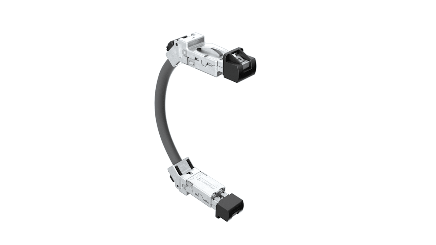 Amphenol Communications Solutions, 500mm Cat6a, Black RJ45 to Male RJ45 Male, Terminated Thermoplastic Sheath