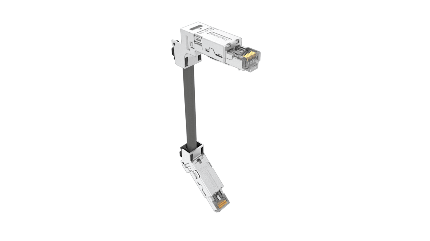 Câble Ethernet catégorie 6a Amphenol Communications Solutions, Noir, 500mm Thermoplastique Avec connecteur Droit