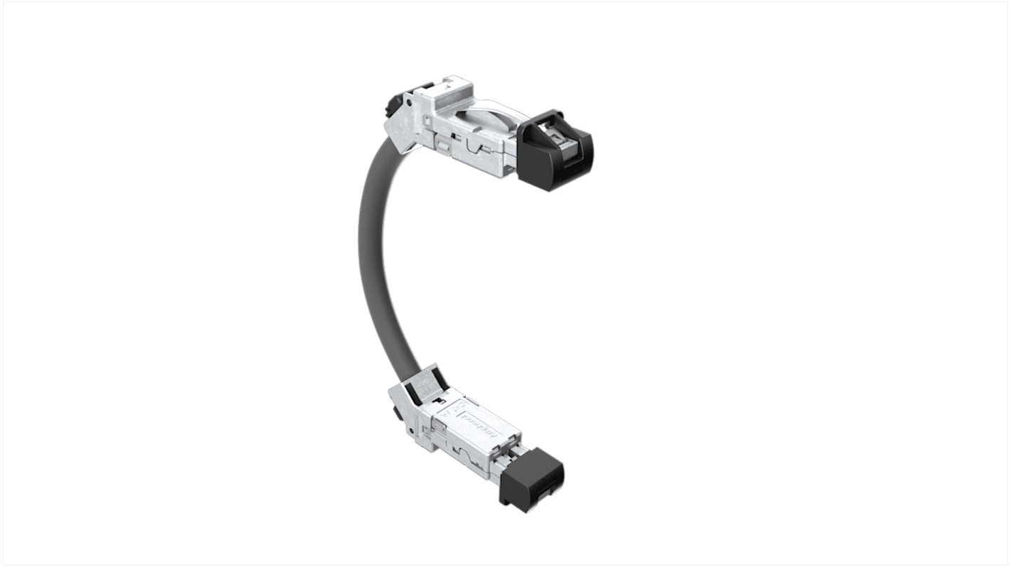Câble Ethernet catégorie 6a Amphenol Communications Solutions, Noir, 2m Thermoplastique Avec connecteur 45°