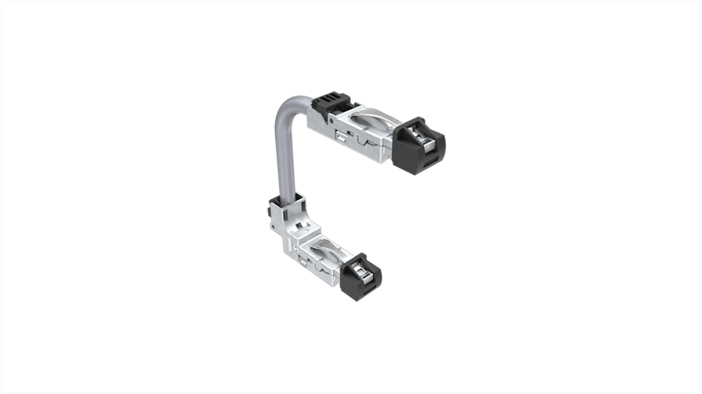 Câble Ethernet catégorie 6a Amphenol Communications Solutions, Noir, 2m Thermoplastique Avec connecteur coudé