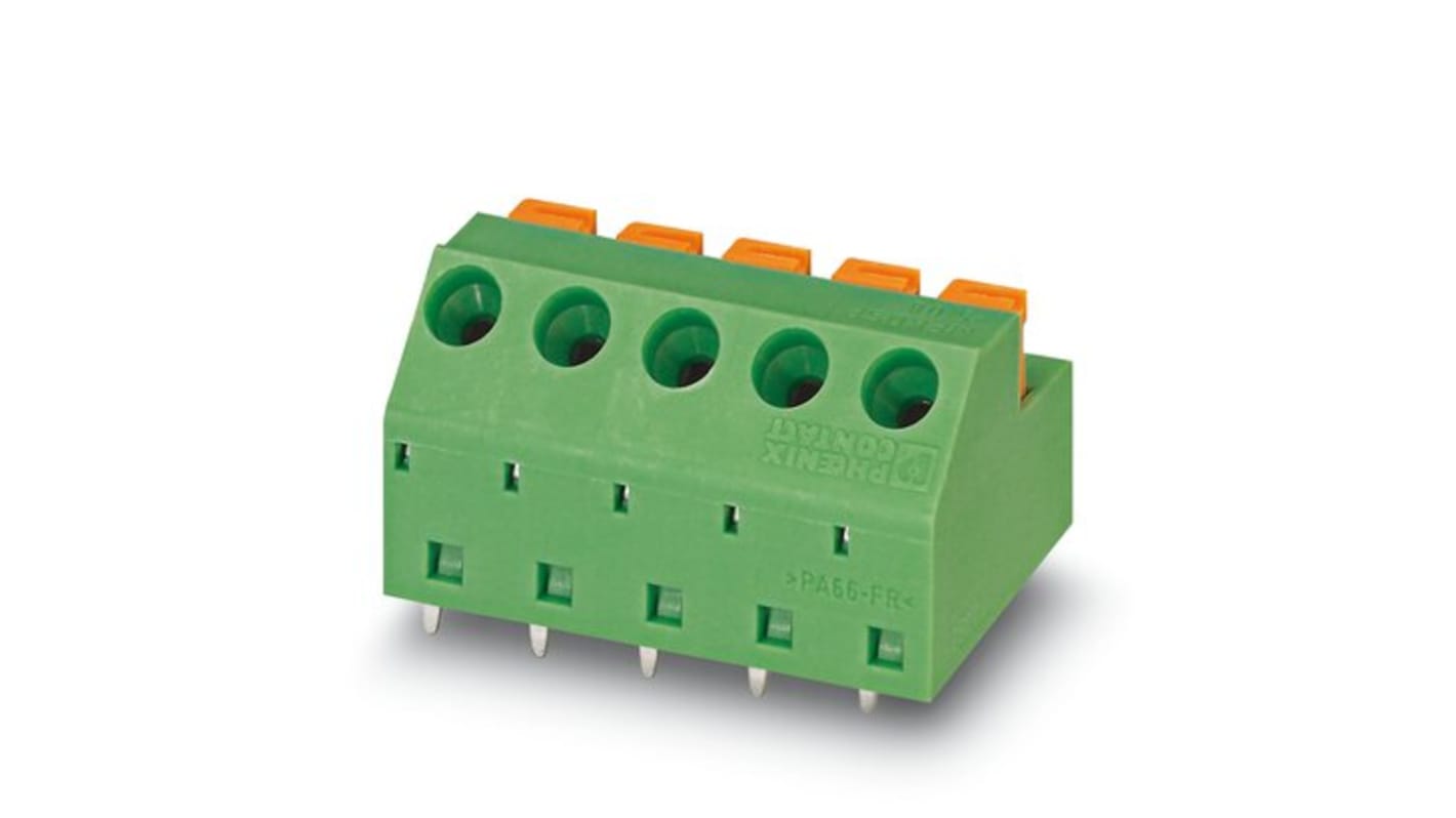 Phoenix Contact PCB Terminal Block, 5.08mm Pitch, Through Hole Mount, 1-Row