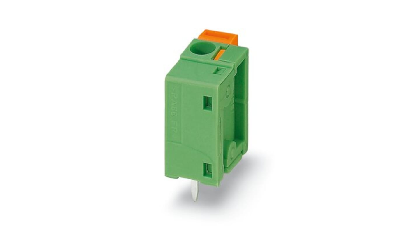 Phoenix Contact PCB Terminal Block, 7.62mm Pitch, Through Hole Mount, 1-Row