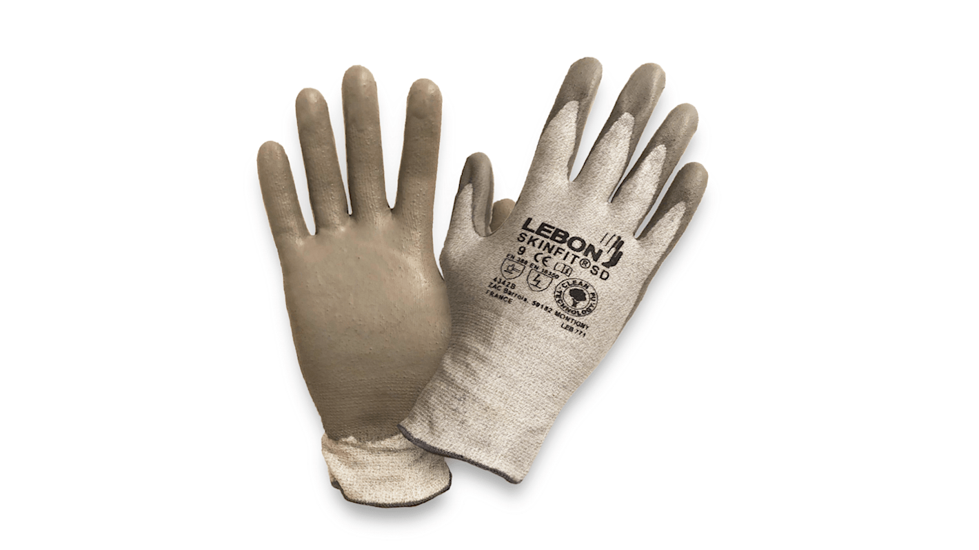 Guantes de Elastano, HPE Beige Lebon Protection serie SKINFIT/SD-7, talla 7, con recubrimiento de Poliuretano,