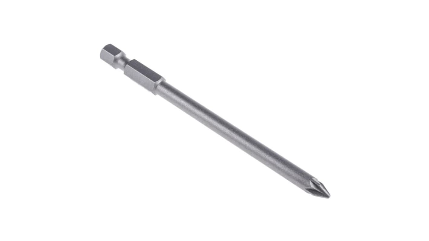 RS PRO Pozidriv Driver Bit, PZ1 Tip, 1/4 in Drive, 90mm Overall