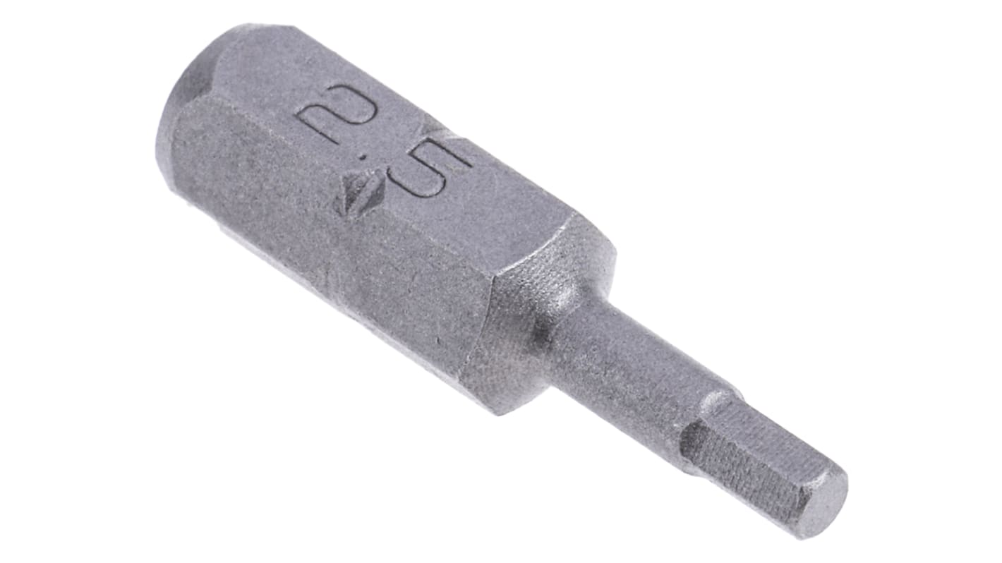 RS PRO Hexagon Bit Set, 2.5 mm Tip, 1/4 in Drive, 25mm Overall