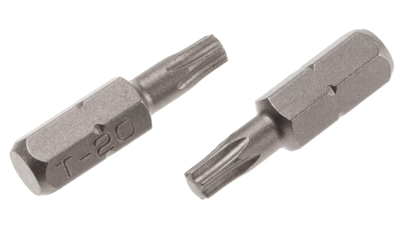RS PRO Torx Driver Bit, T20 mm Tip, 1/4 in Drive, 25mm Overall