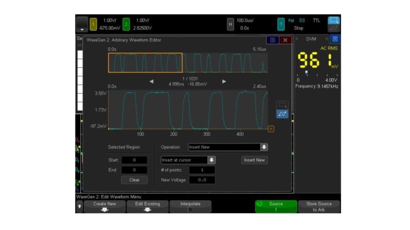 Generator przebiegów arbitralnych, Generator kształtów fal, Oscyloskop serii 6000 X