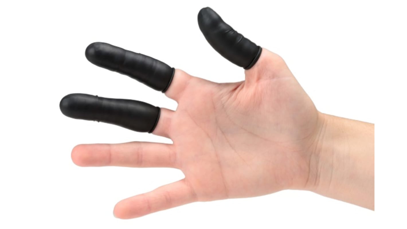 EUROSTAT Black Latex Finger Cots, Size S, 1440 per pack