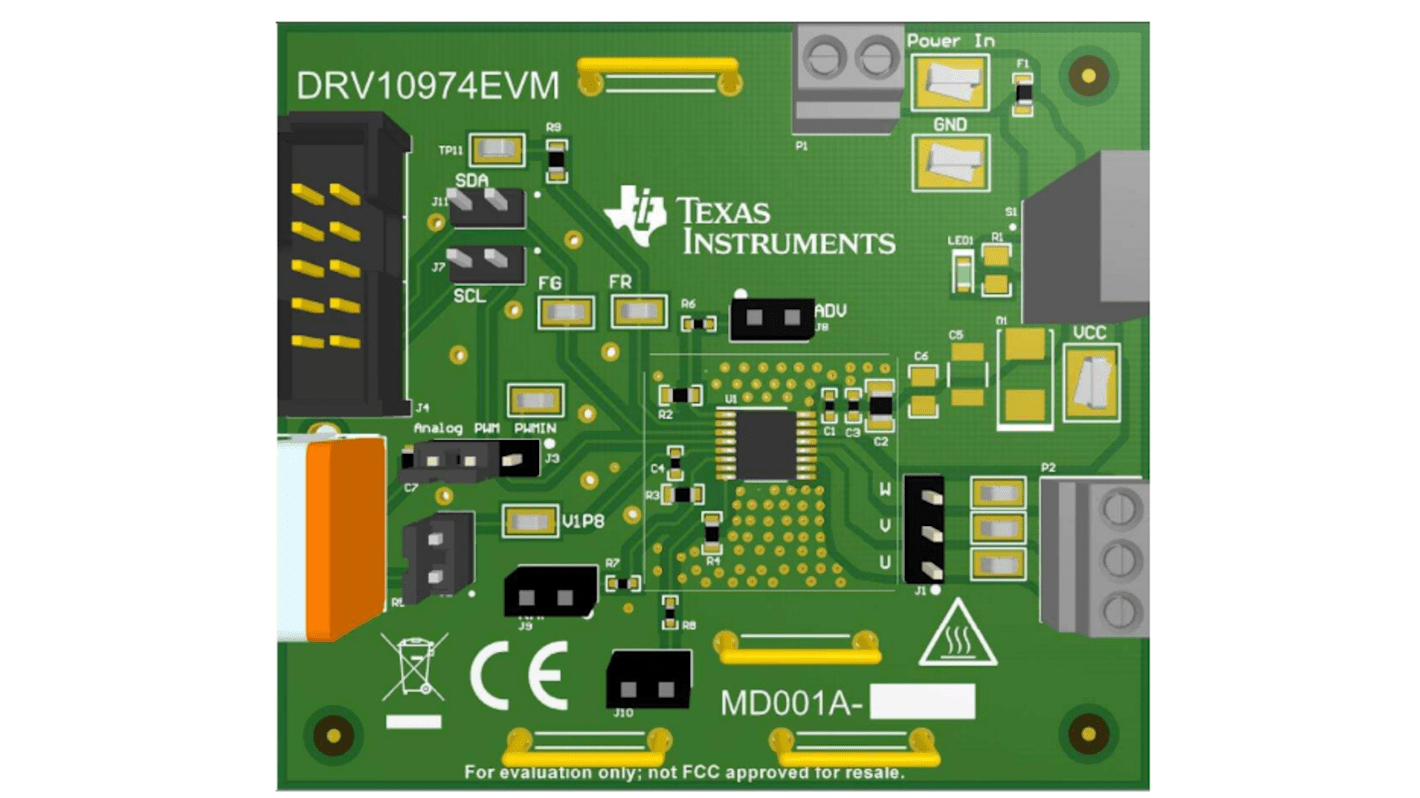 Texas Instruments 電源,モーター / ロボティクス開発ツール, 評価モジュール, モータドライバ, DRV10974 用, DRV10974EVM