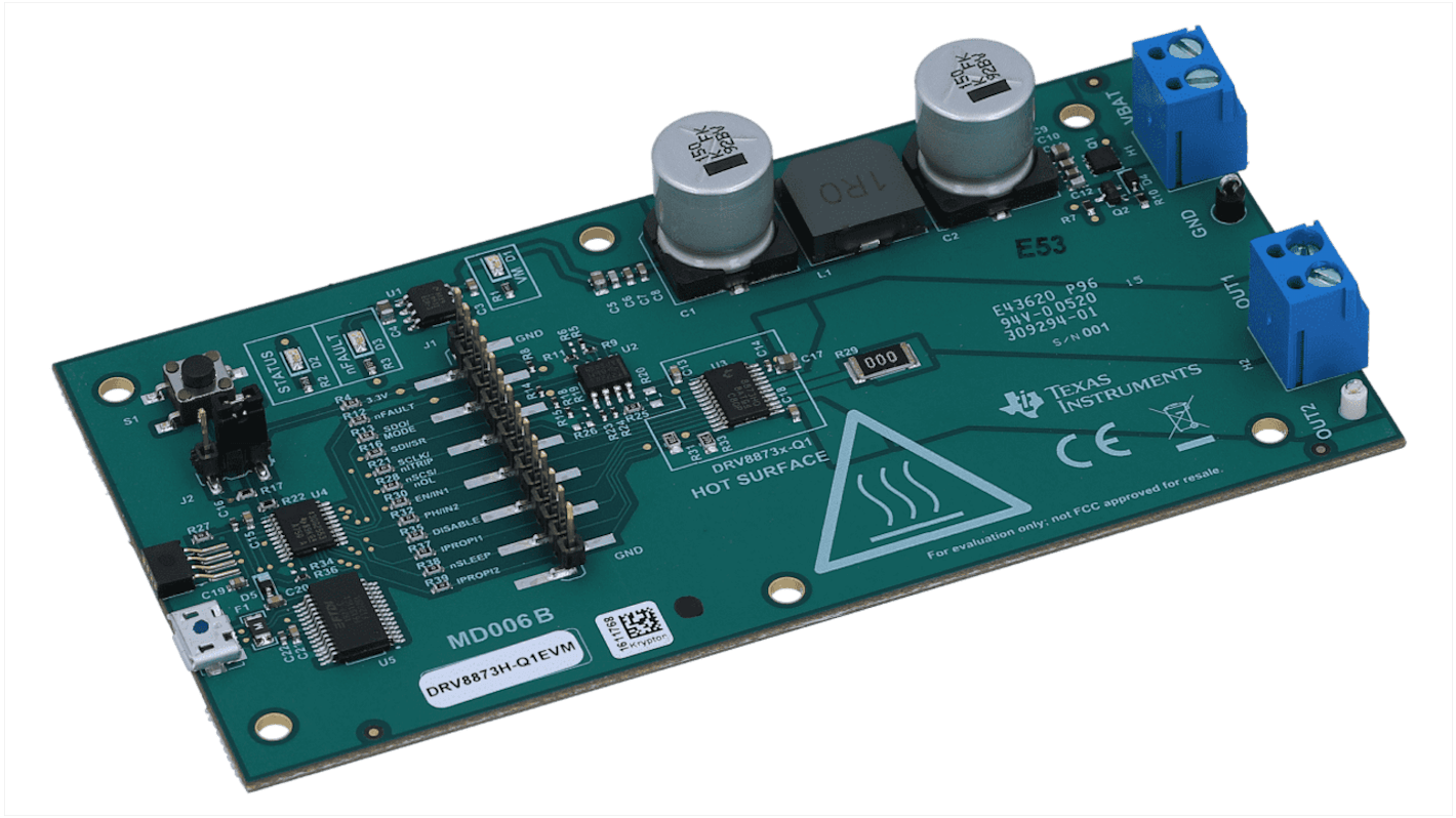 Texas Instruments 電源IC 開発キット, 評価モジュール, モータドライバ, BLDCモータ 用, DRV8873H-Q1EVM