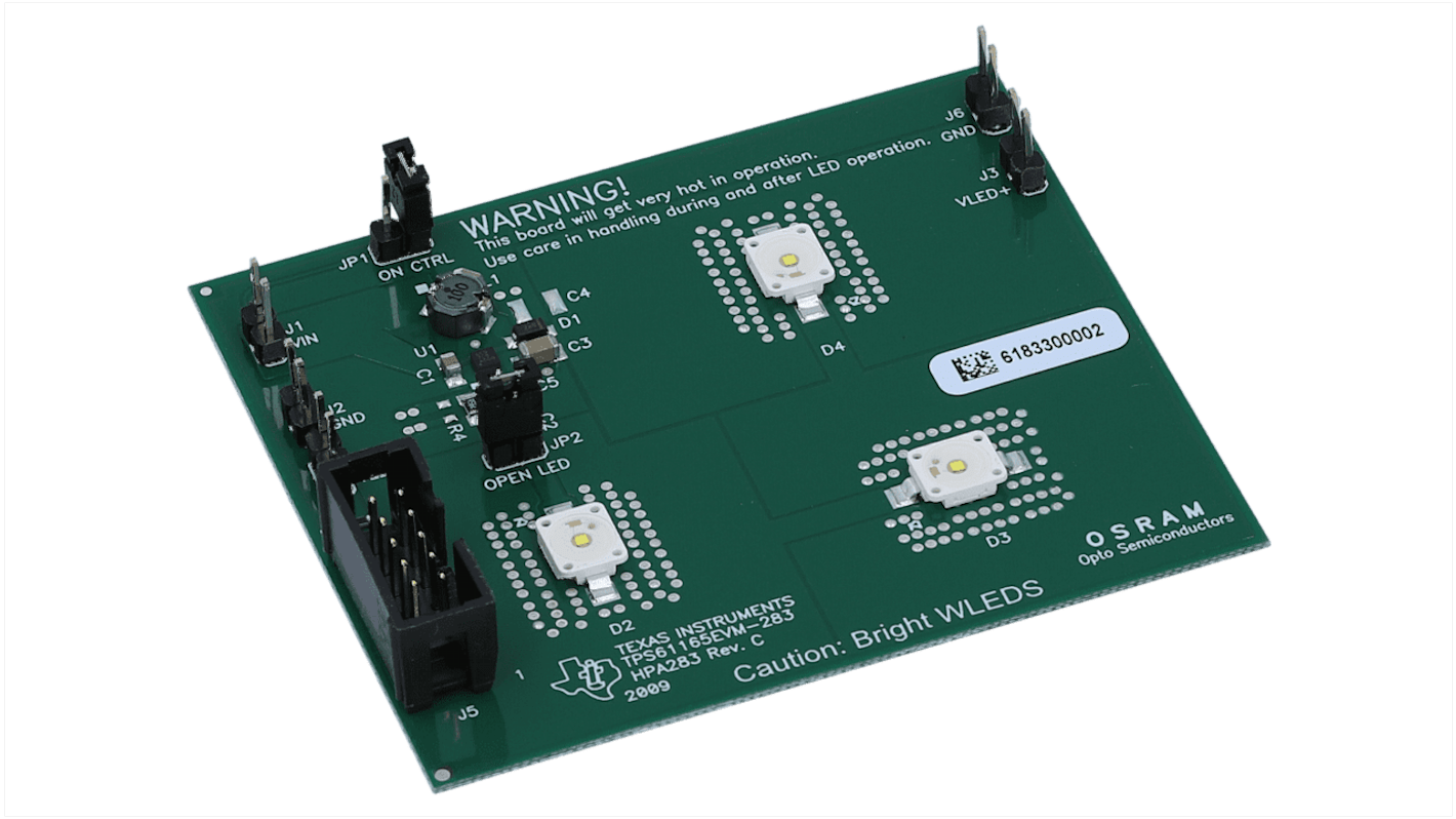 Texas Instruments TPS61165EVM-283, Evaluation Module LED Driver Evaluation Board for TPS61165 for TPS61165