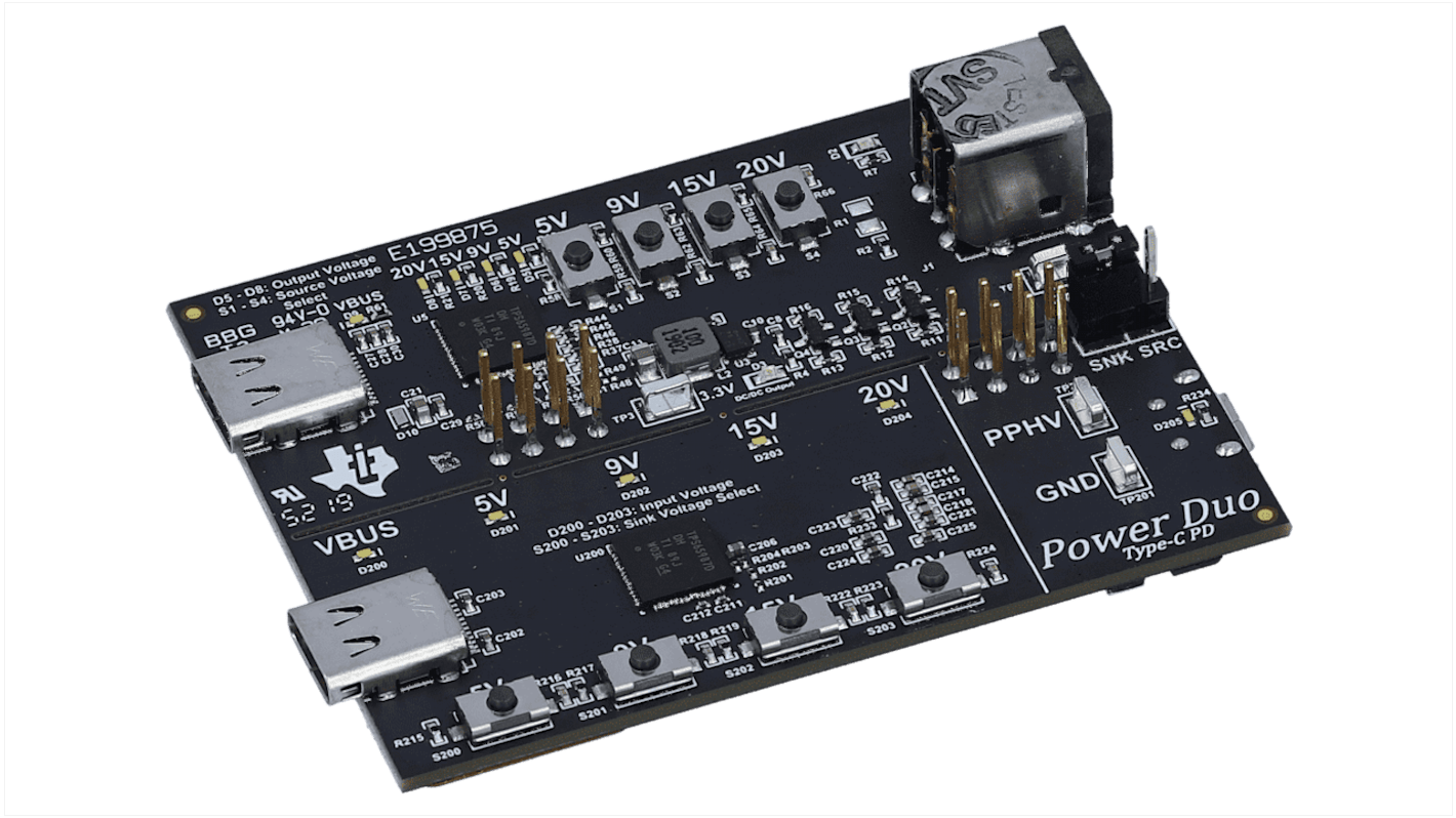 Texas Instruments USB-C-PD-DUO-EVM, Interface Development Kit Evaluation Board Evaluation Module for TPS65987D for