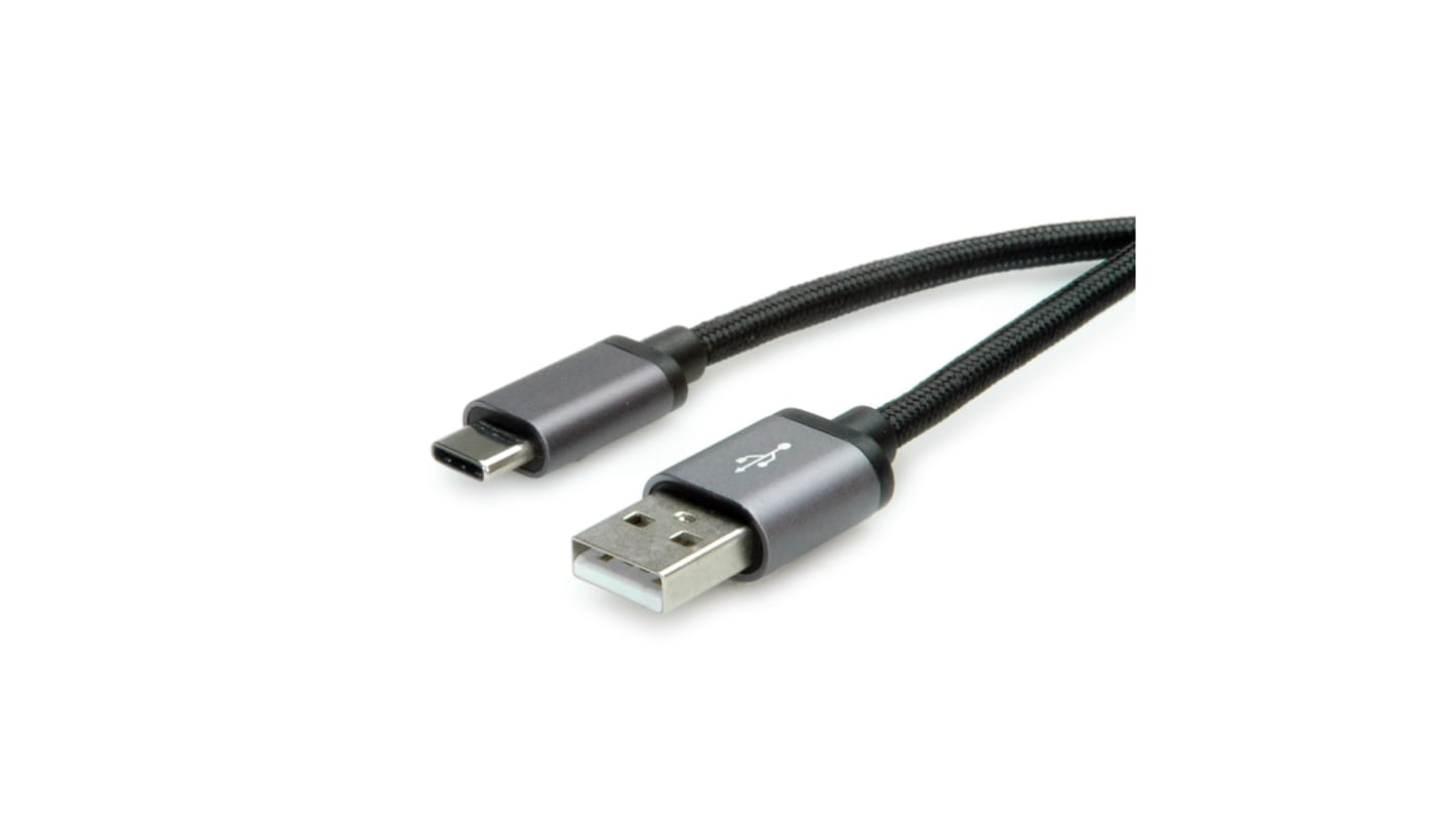 Roline USB 2.0, Male USB C to Male USB A, 1.8m