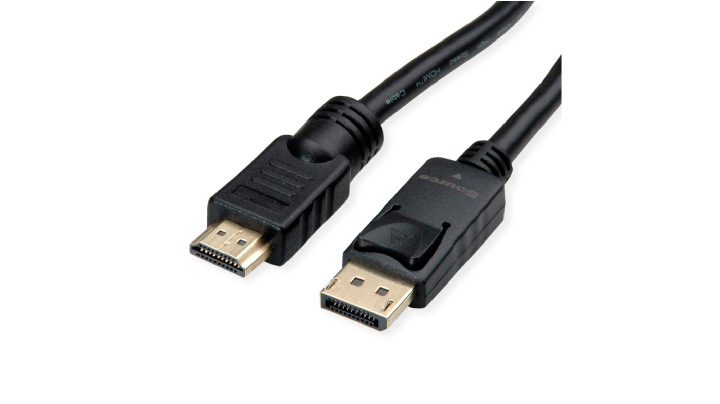 Roline Male DisplayPort to Male HDMI  Cable, 3840 x 2160, 10m
