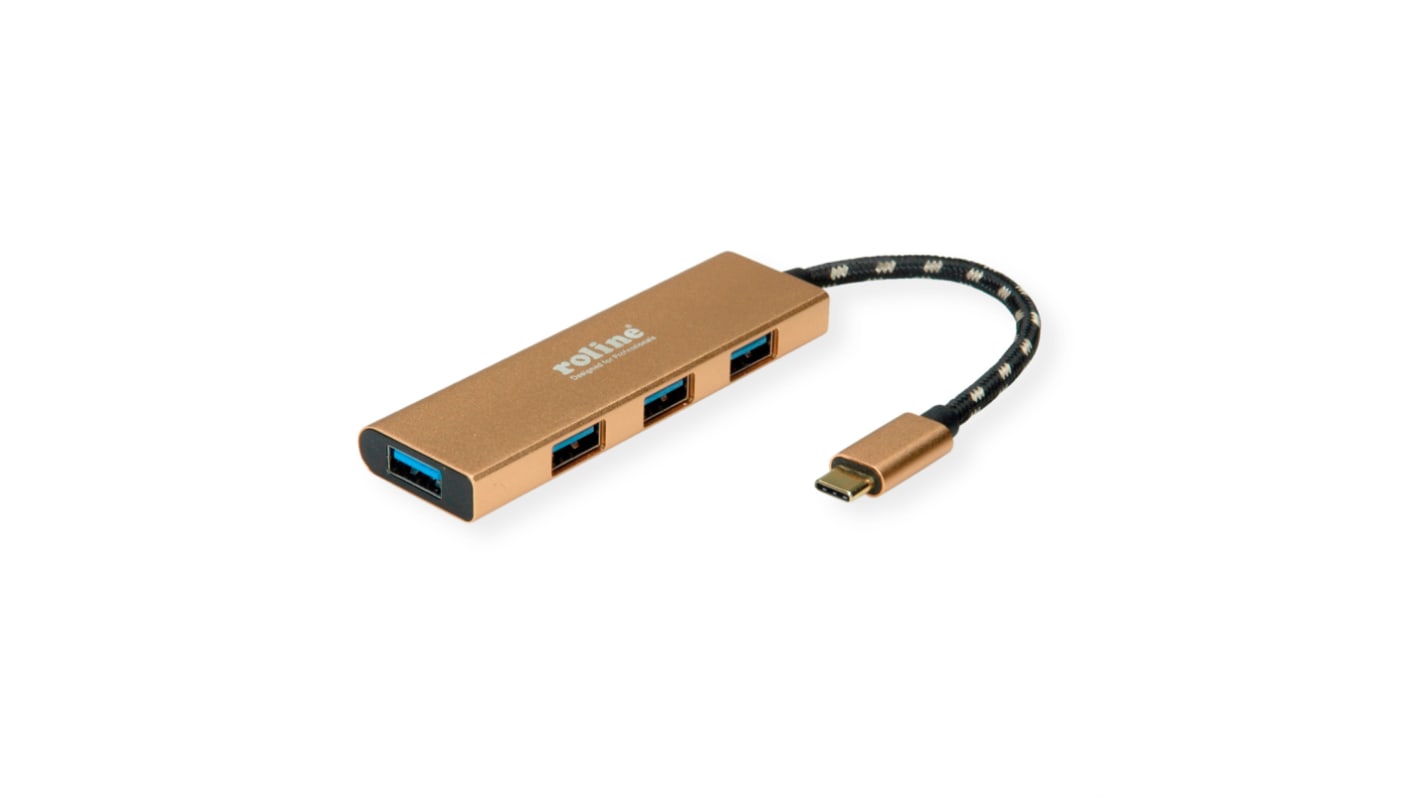 Roline 4 Port USB 3.2 USB C  Hub, USB Bus Powered, 145 x 63 x 26mm