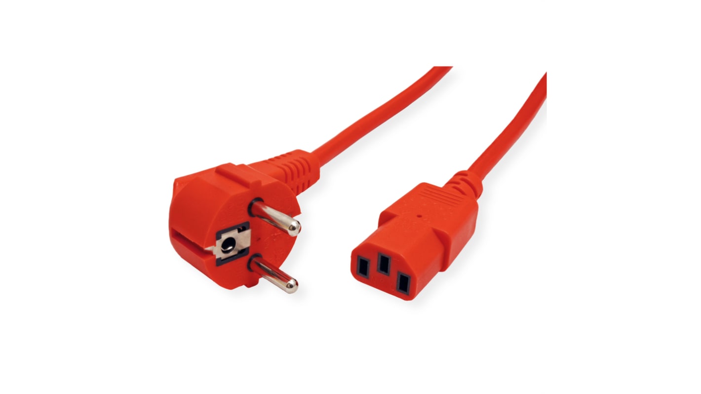 Roline Straight CEE 7/7 Plug to Straight IEC C13 Socket Power Cable, 1.8m