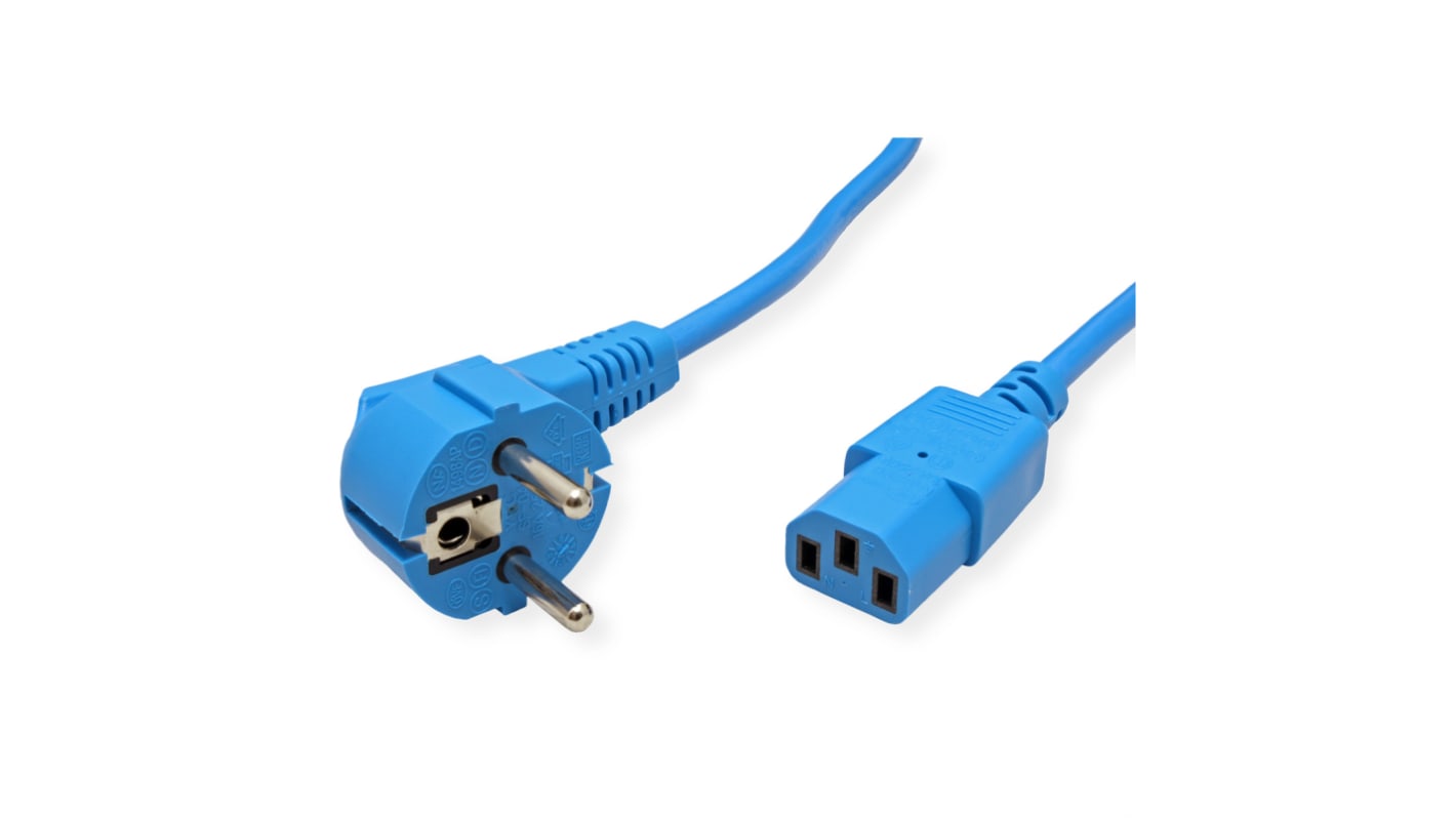 Roline Straight CEE 7/7 Plug to Straight IEC C13 Socket Power Cable, 1.8m