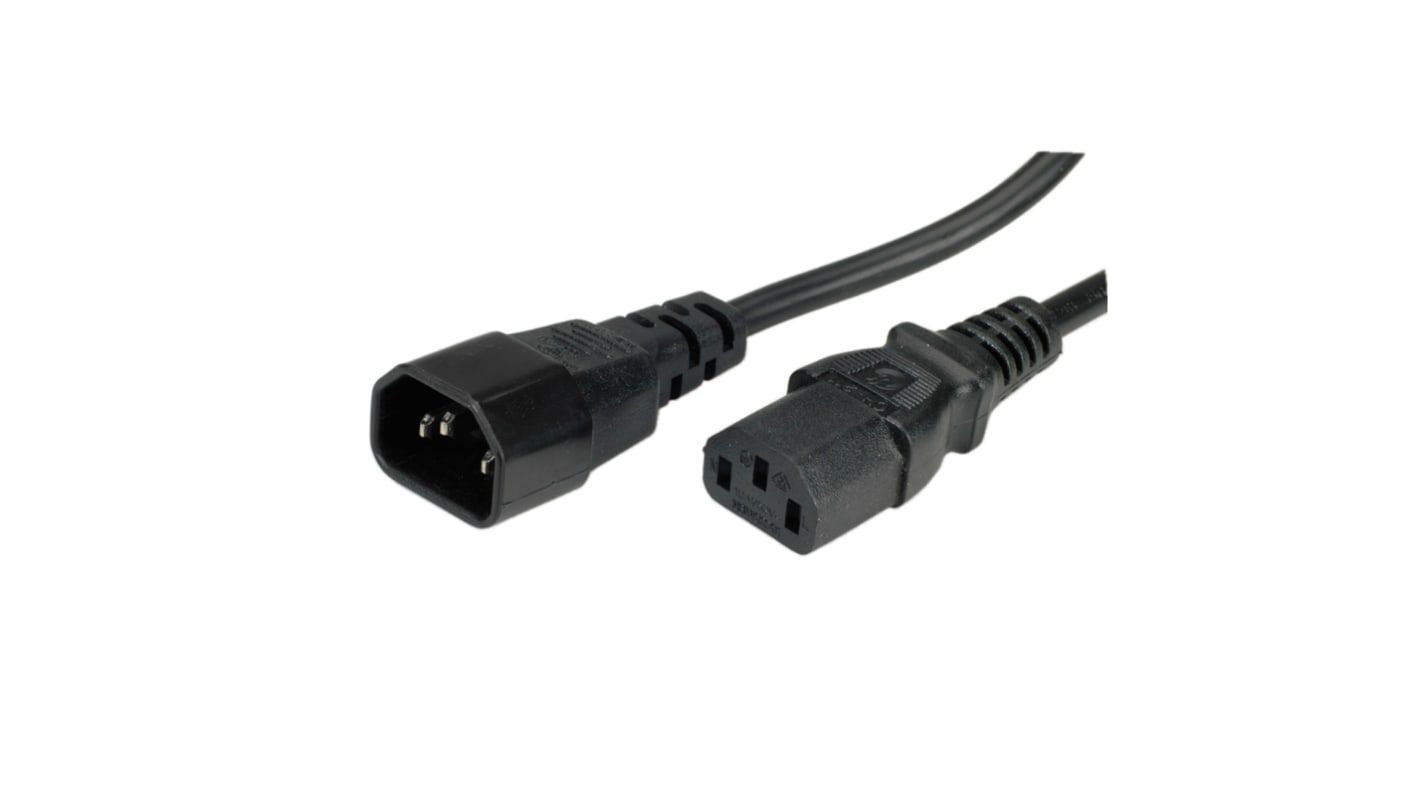 Roline Straight IEC C14 Plug to Straight IEC C13 Socket Power Cable, 3m