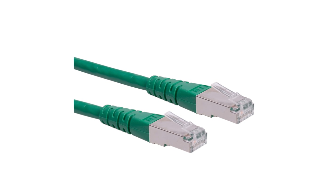 Cable Ethernet Cat6 S/FTP Roline de color Verde, long. 300mm, funda de PVC