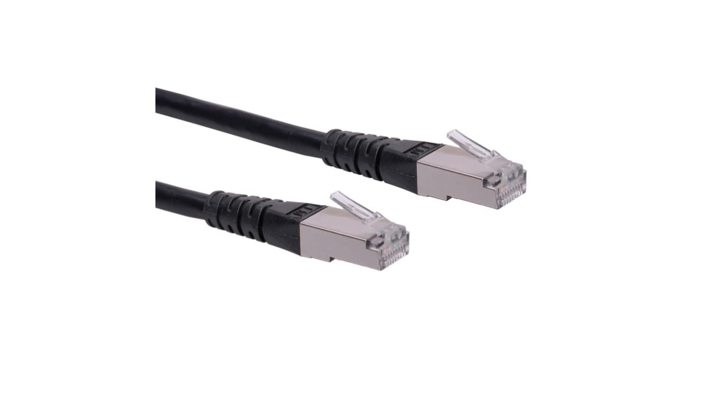 Roline Ethernetkabel Cat.6, 300mm, Schwarz Patchkabel, A RJ45 S/FTP Stecker, B RJ45, PVC