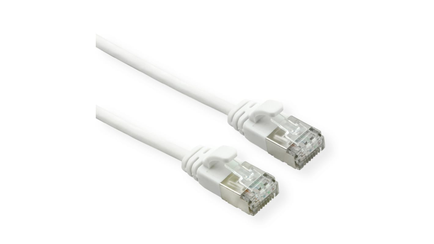 Roline, 500mm Cat6a, White RJ45 to Male RJ45 Male, U/FTP, Terminated LSZH Sheath