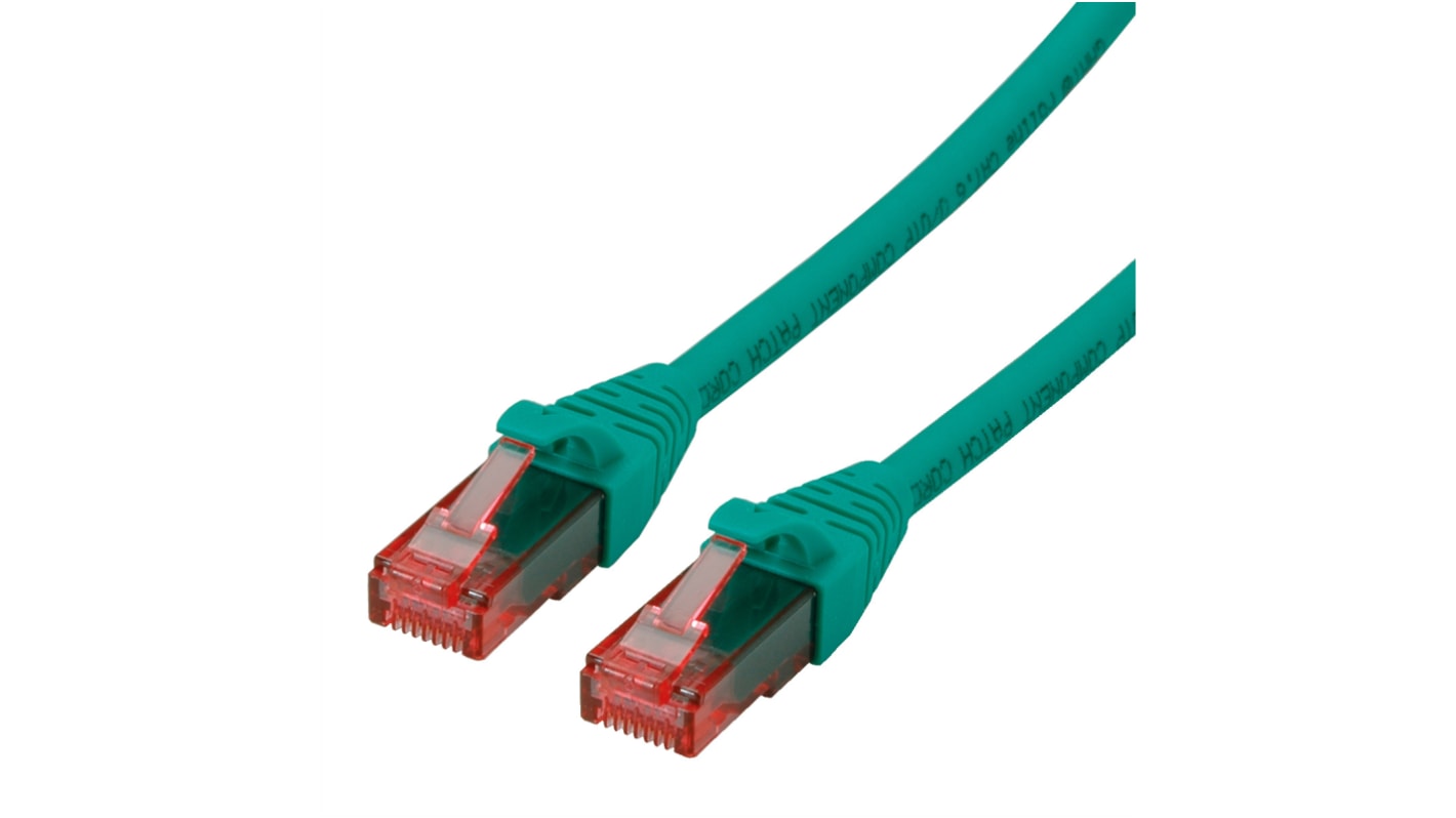 Roline, 1.5m Cat6a, Green RJ45 to Male RJ45 Male, UTP, Terminated LSZH Sheath