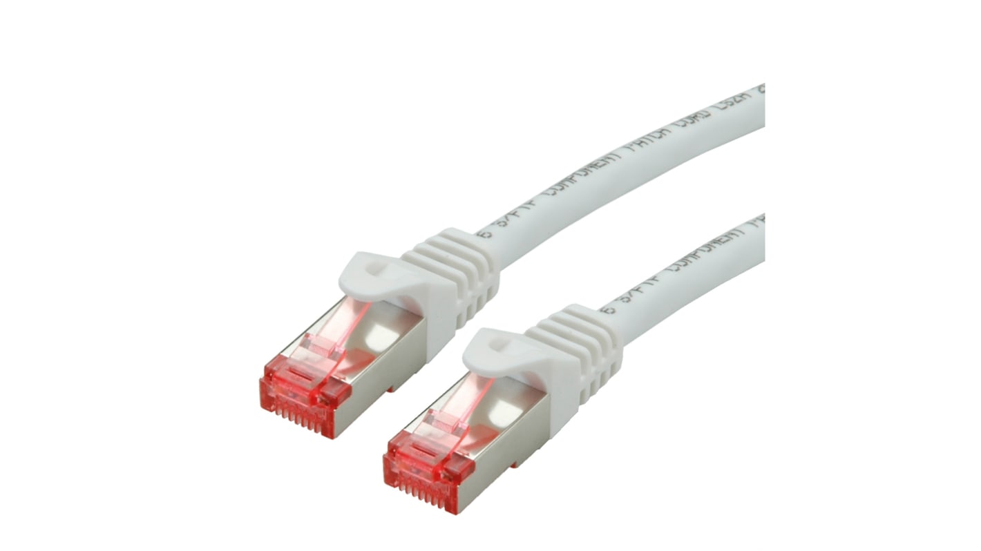 Roline, 1.5m Cat6a, White RJ45 to Male RJ45 Male, S/FTP, Terminated LSZH Sheath