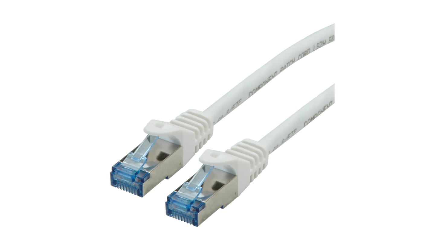 Roline, 1.5m Cat6a, White RJ45 to Male RJ45 Male, S/FTP, Terminated LSZH Sheath