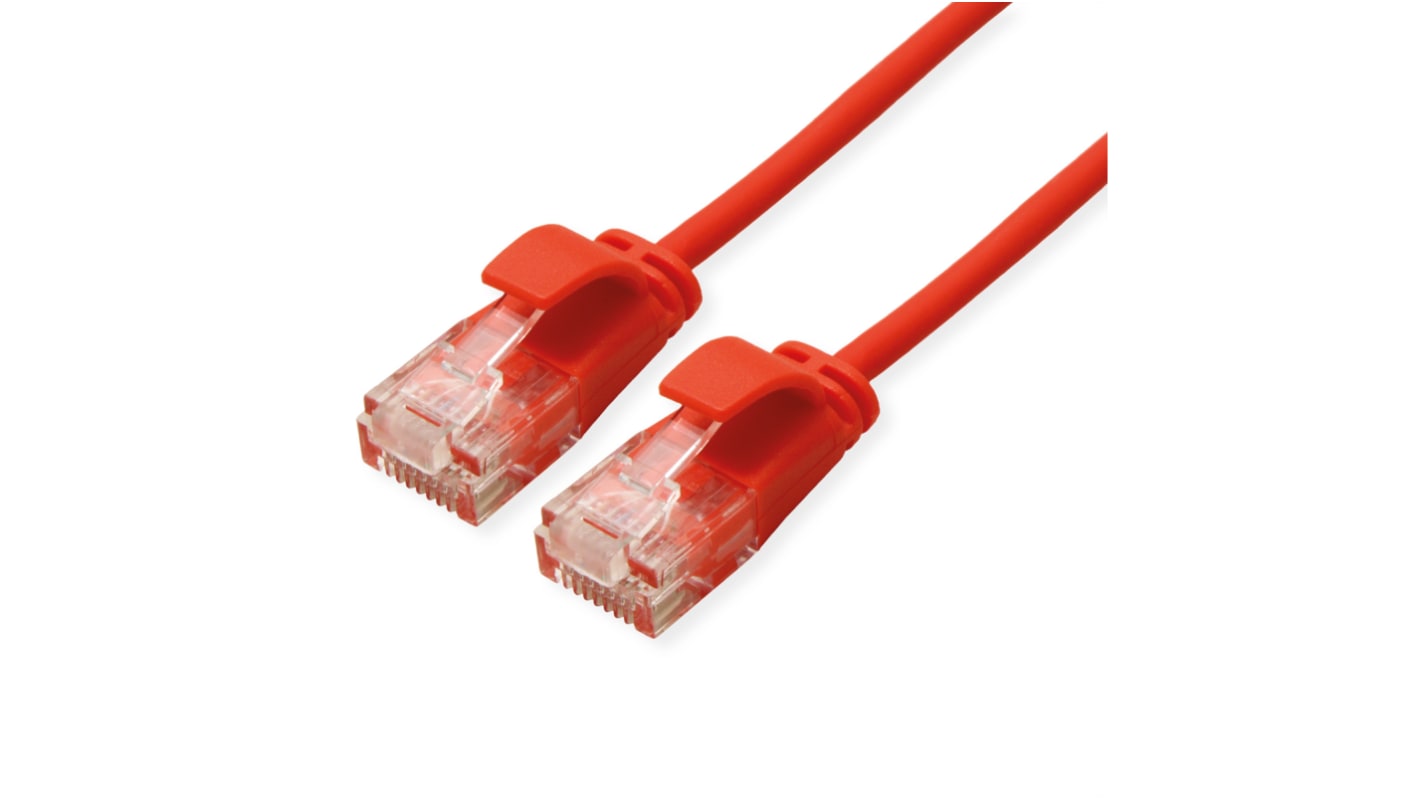 Roline 2m超六类网线, UTP屏蔽, 红色LSZH护套, RJ45公插转RJ45公插