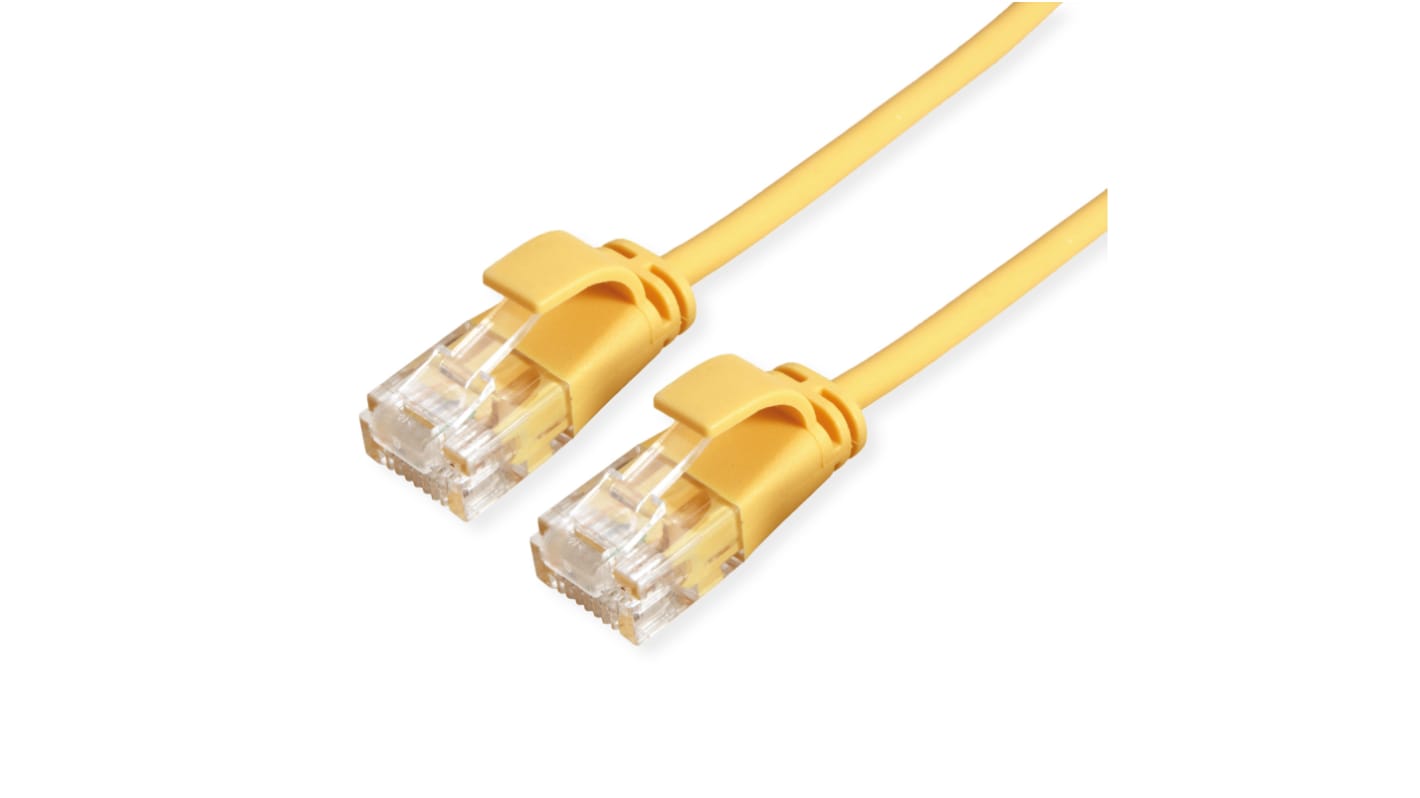 Roline Cat6a Straight Male RJ45 to Straight Male RJ45 Ethernet Cable, UTP, Yellow LSZH Sheath, 150mm