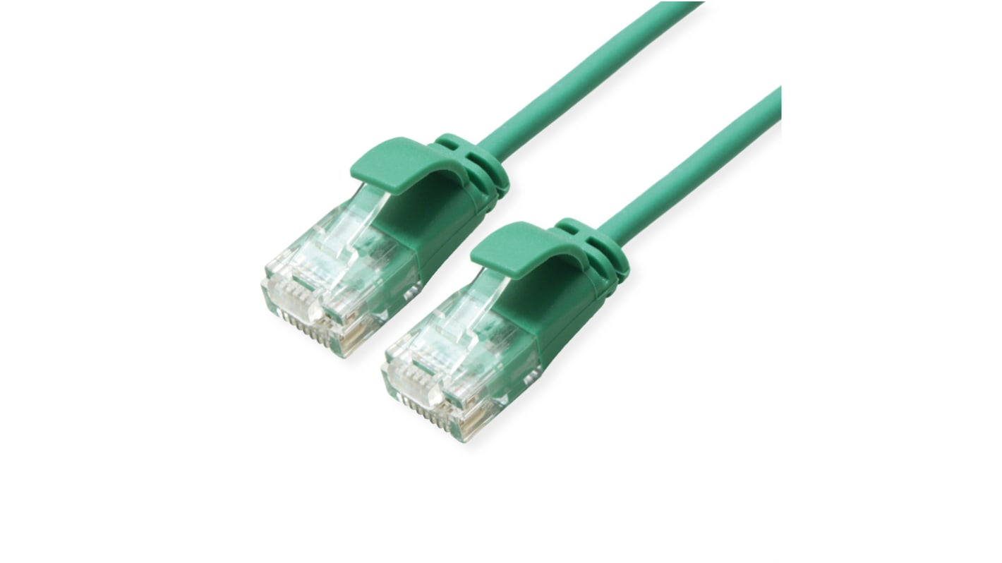 Roline Cat6a Straight Male RJ45 to Straight Male RJ45 Ethernet Cable, UTP, Green LSZH Sheath, 1m