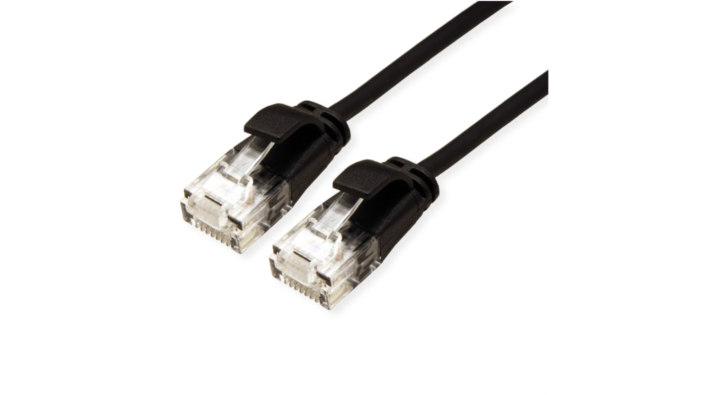 Roline Cat6a Straight Male RJ45 to Straight Male RJ45 Ethernet Cable, UTP, Black LSZH Sheath, 300mm