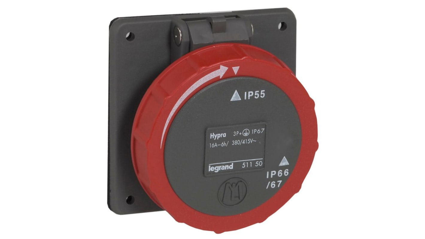 Legrand, Hypra IP67 Red 3P + N + E Socket Socket, Rated At 16A, 415 V No