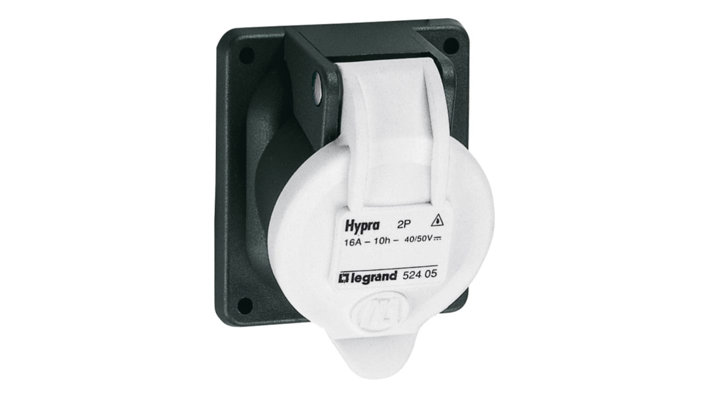 Legrand, Hypra IP44 White 2P Industrial Power Socket, Rated At 16A, 50 V No