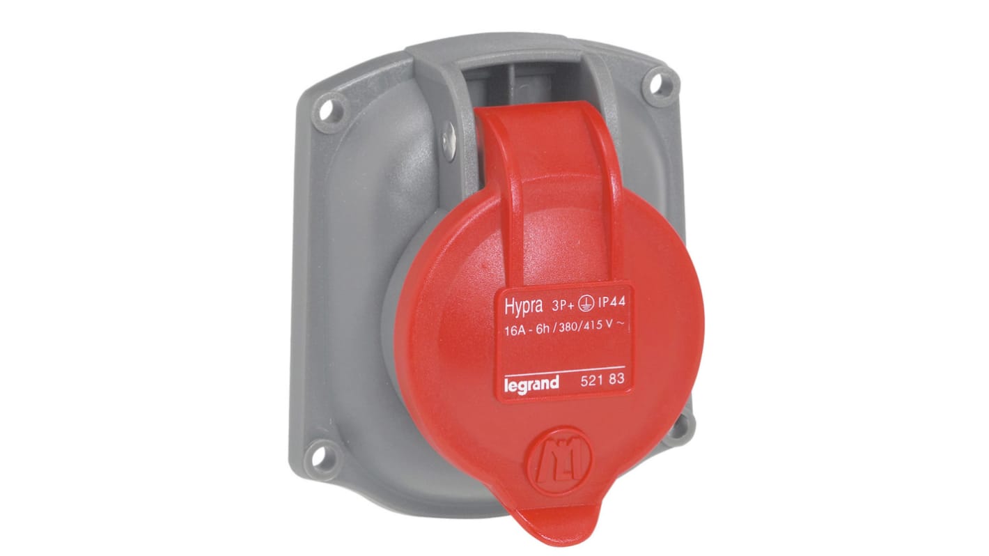 Legrand, Hypra IP44 Red 3P+E Socket Socket, Rated At 32A, 415 V No